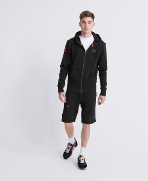 Superdry Core Sport Cipzár Férfi Kapucnis Pulóver Fekete | VMGYF6948